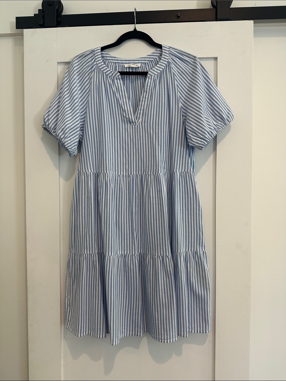 Beach Lunch Lounge Blue & White Striped Tiered Mini Dress - Picture 1 of 3